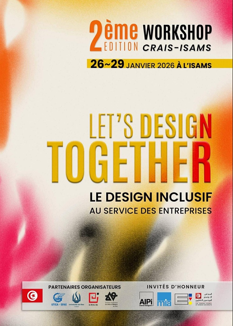 Official poster for the second Let’s Design Together workshop at ISAMS in Sfax.